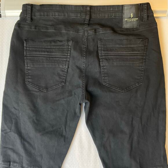 Scott James Men Jeans size W36 x L30 Black Mid Rise Stretch Slim Fit - Picture 10 of 11